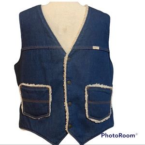 Mens Vintage Sherpa Lined Denim Vest 